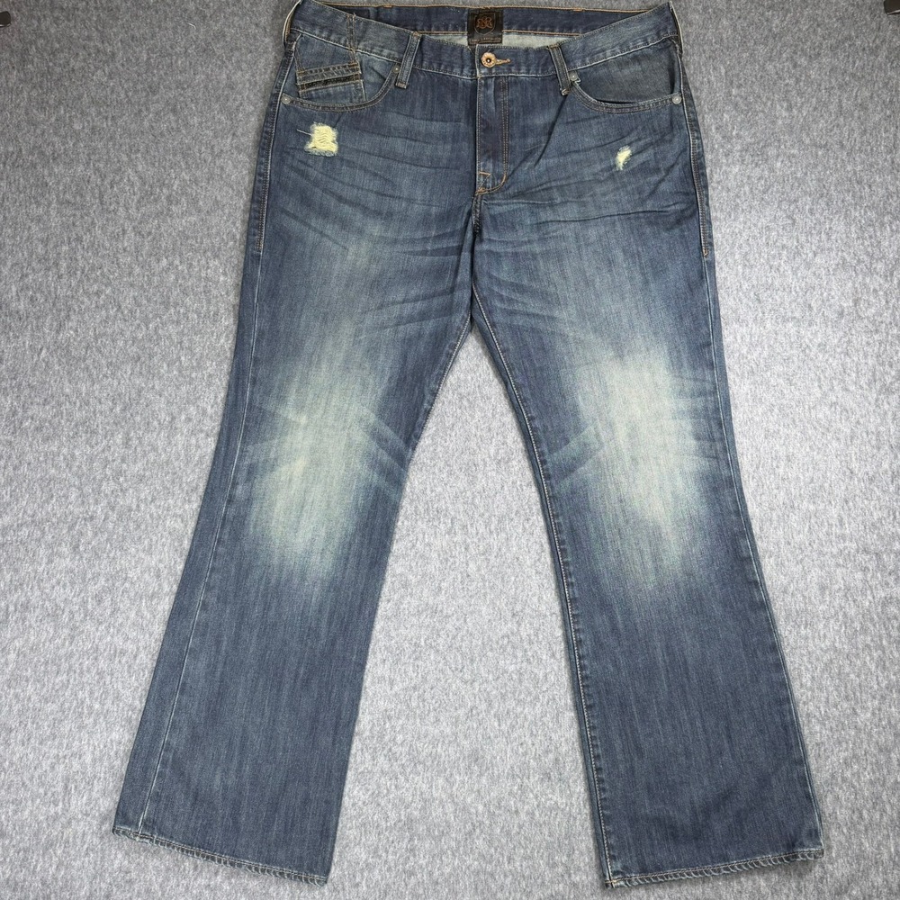 Rock & Republic Jeans Henlee Mens 38x30 Blue Bootcut Distressed